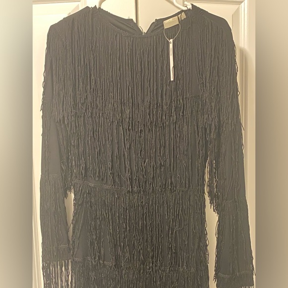 NWT black fringe evening maxi dress - Picture 2 of 6